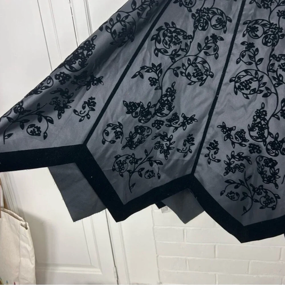 Rare Vintage Betsey Johnson Strapless Gray w/Black Velvet Trim Witchy Goth Dress - Picture 13 of 15